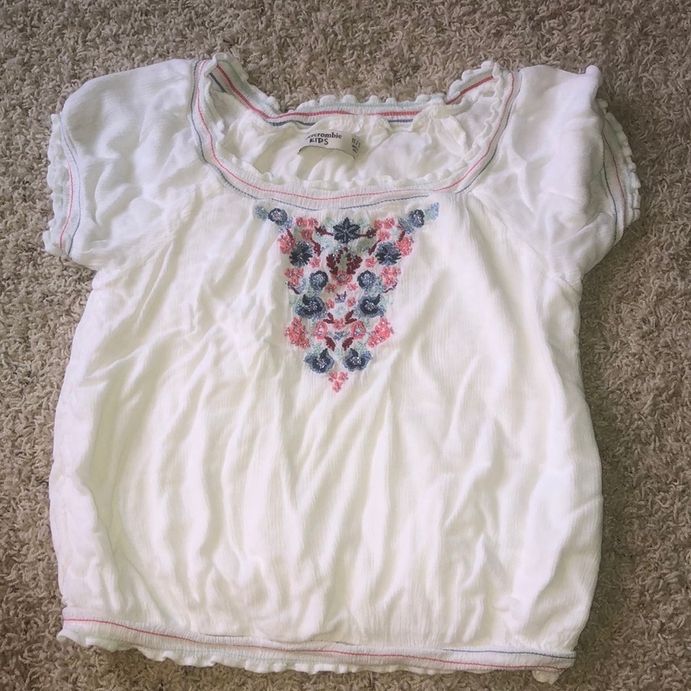 Girls white Abercrombie kids shirt